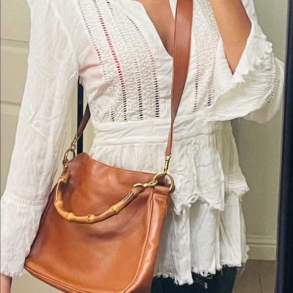 Gucci 2 Way Bag 2 optional handles , bamboo handle, interior clean Vintage 1988 - Picture 4 of 16